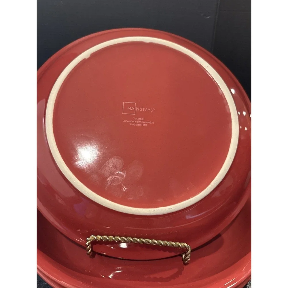 Mainstays Red Stoneware Stackables Dinner Plates Plate Set Of 2